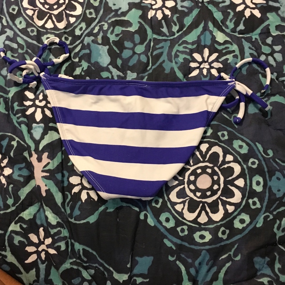 Purple and White Striped Tie Bikini Bottom