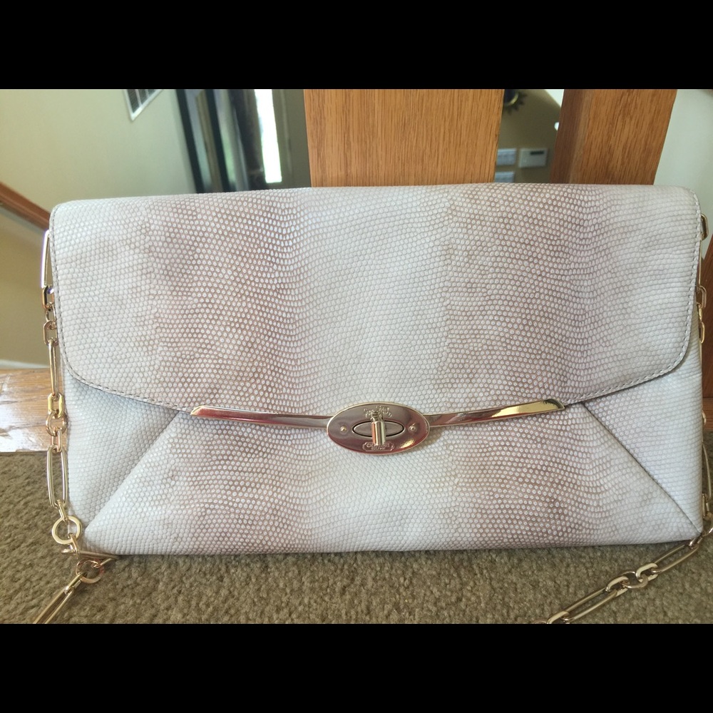 Coach Leather snake print clutch or shoulder bag