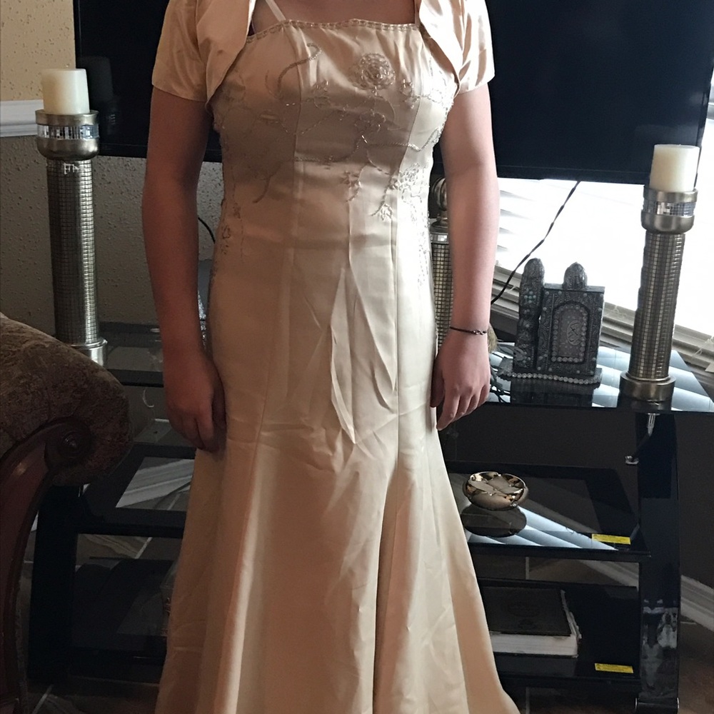Beautiful light gold beaded gown