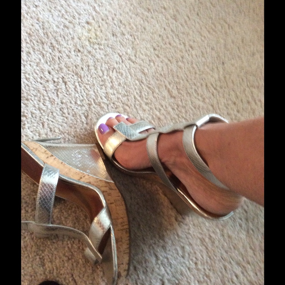 Silver platform cork Sandals. ON SALE