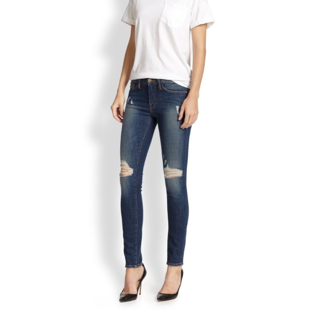 Frame distressed denim skinny jeans