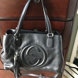 Black leather Gucci tote