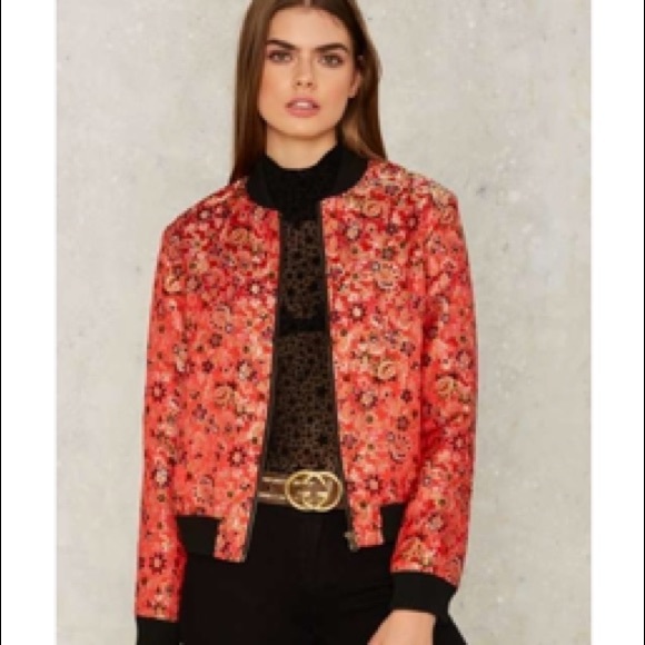 Nasty Gal Jackets & Blazers - BNWT Cherry Blossom Floral Bomber Jacket