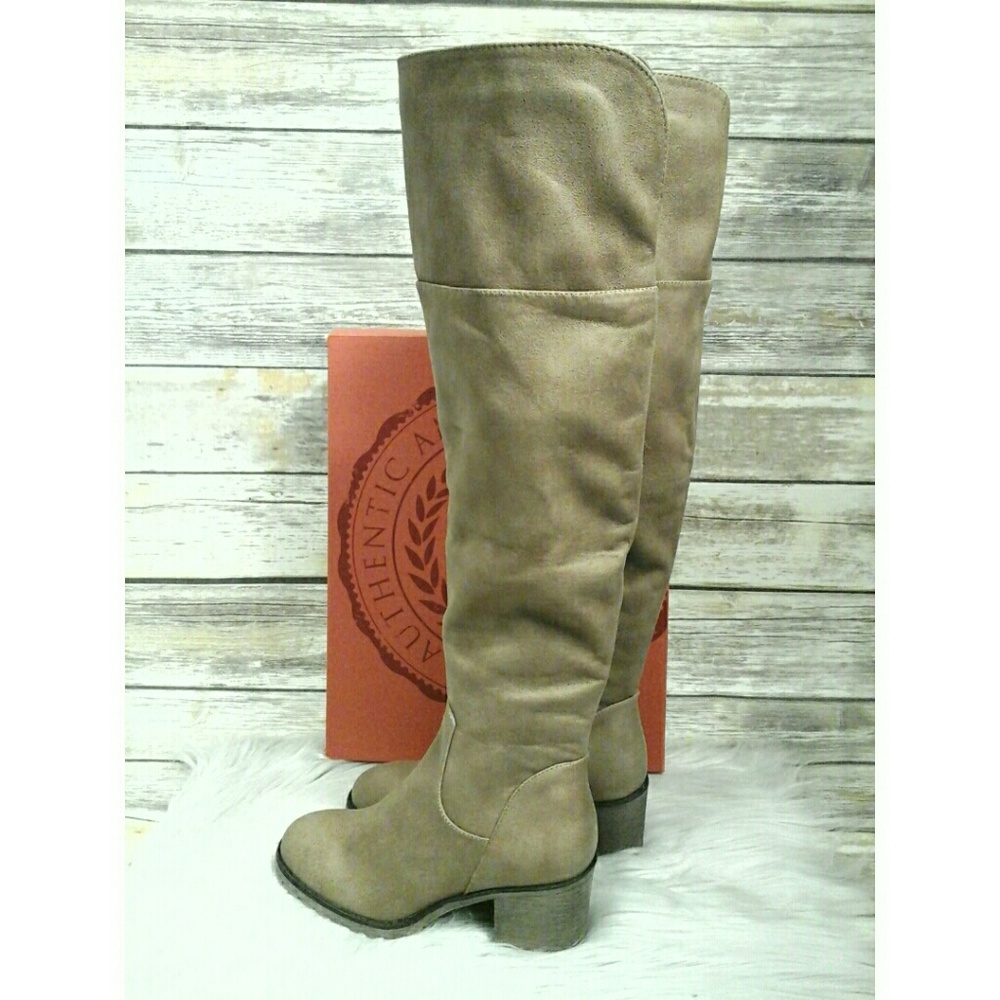 Taupe Over-The-Knee Boots - Picture 2 of 7
