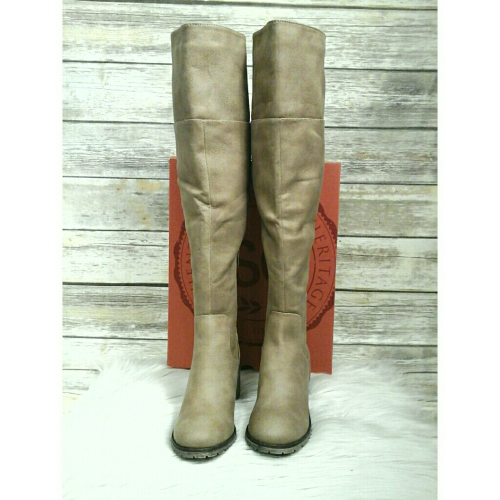 Taupe Over-The-Knee Boots - Picture 3 of 7