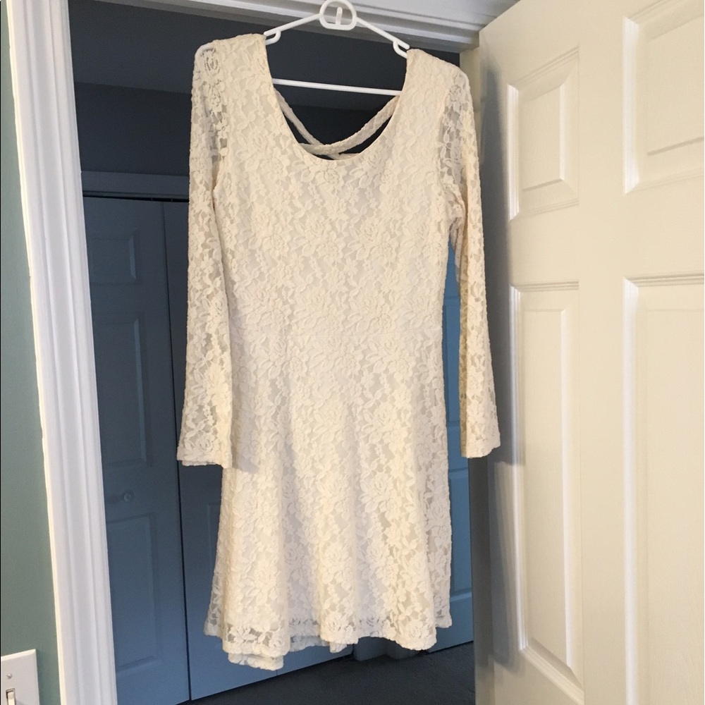 Ivory dress with lace overlay