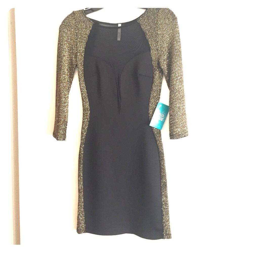 Black and gold cocktail dress