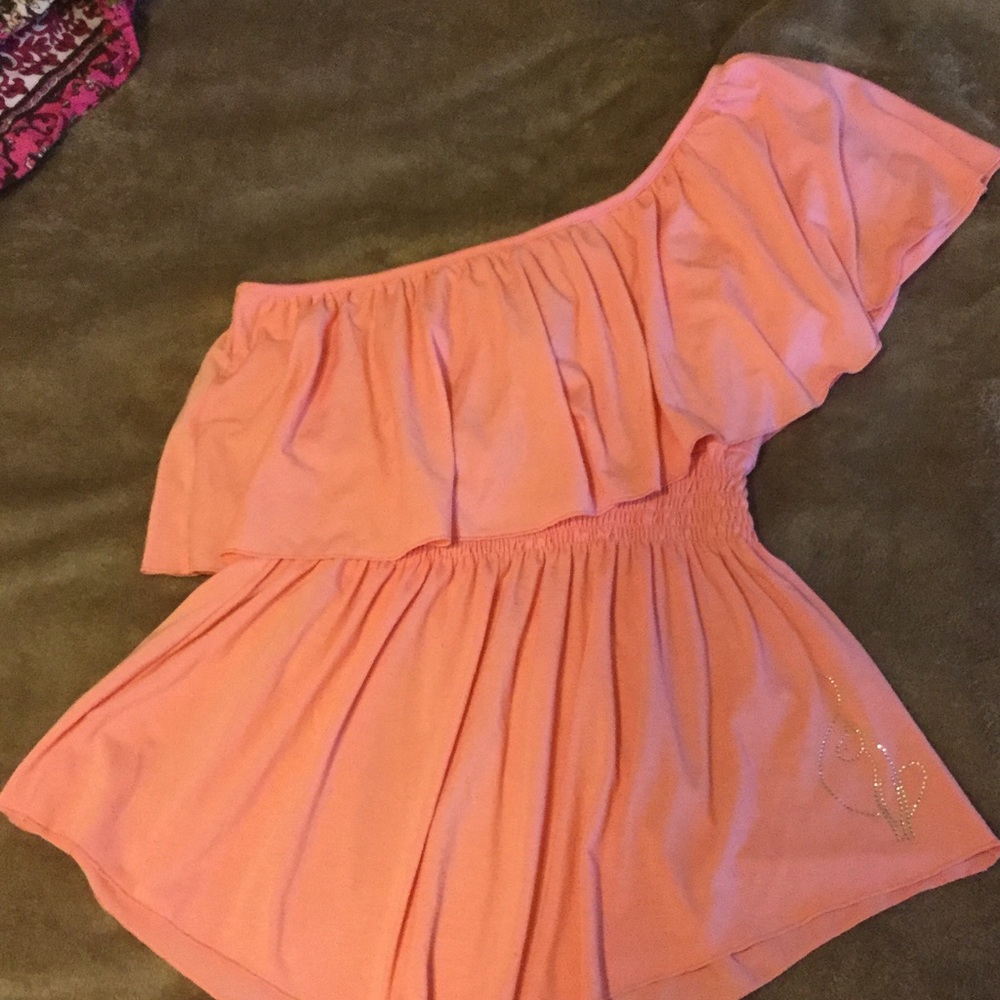 Baby Phat Pink Ruffled One Shoulder Top