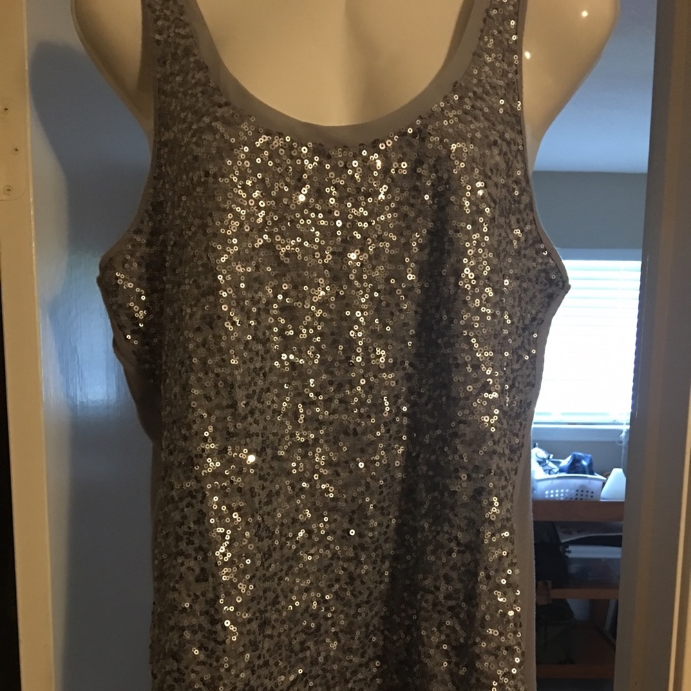 Express silver sequined dressy tank