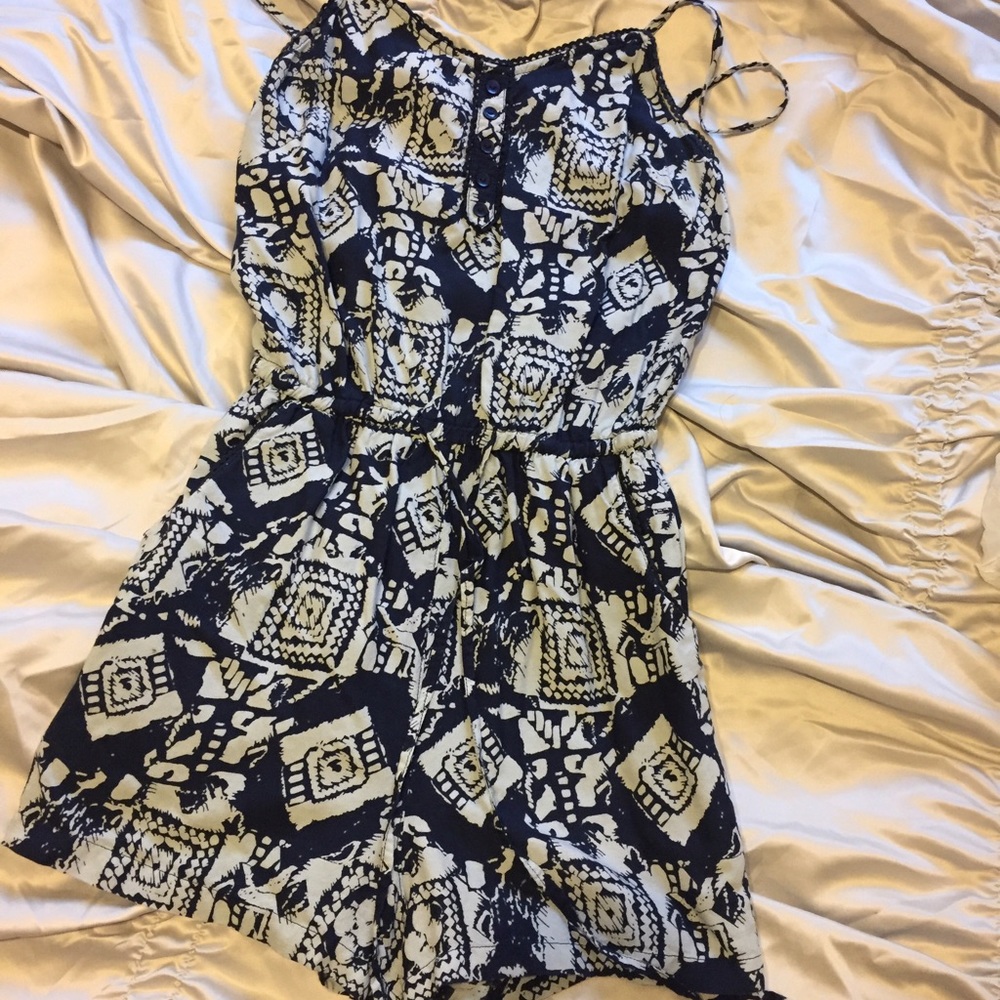 White and blue romper