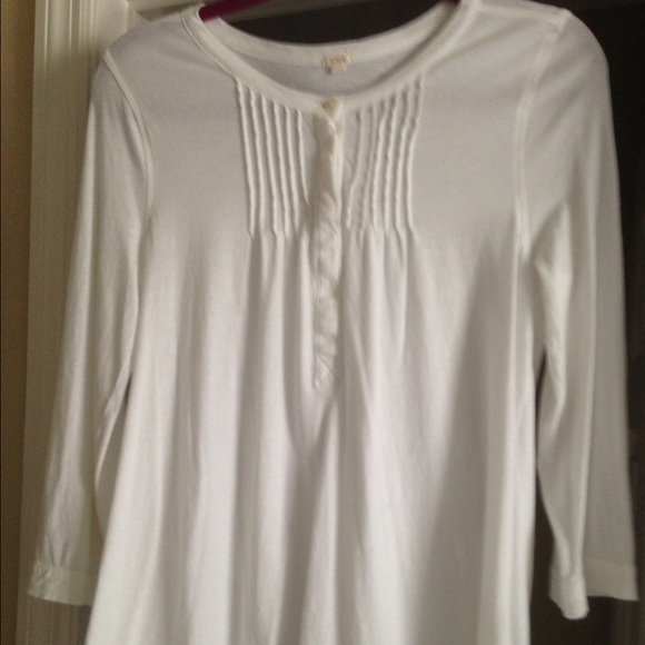 J Crew white Henley with 3/4 sleeves - Picture 1 of 2