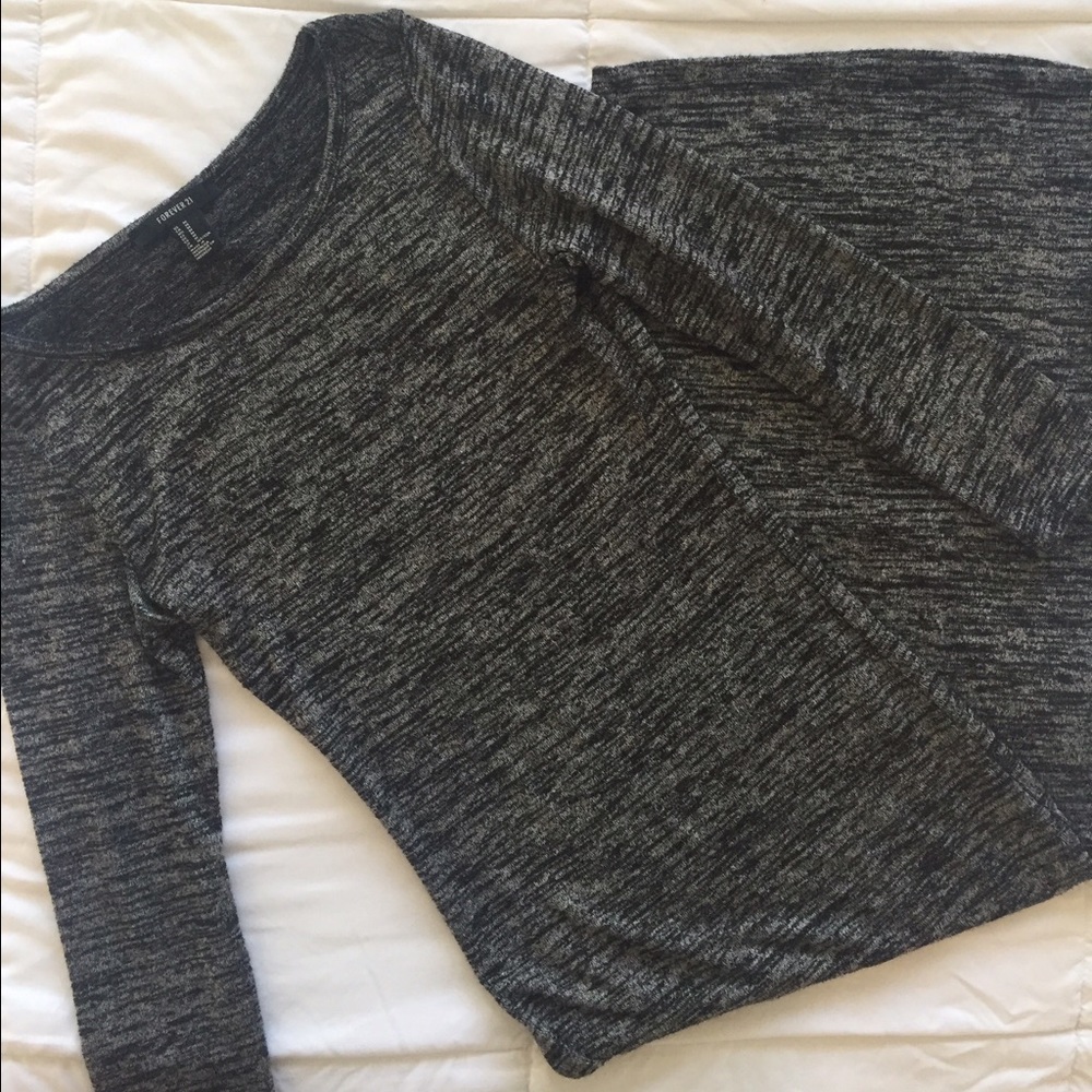 Long Sleeve Gray Henley Midi Dress Bodycon
