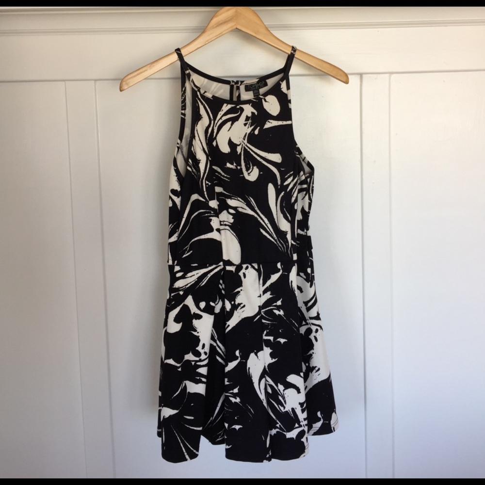 Black and white spaghetti strap romper