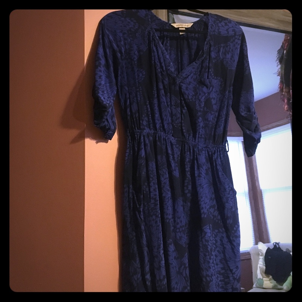 Black and blue silk dress
