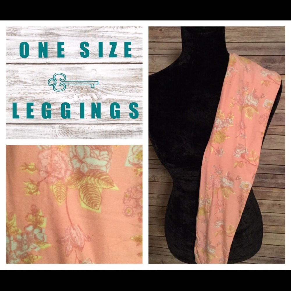 Brand new pink floral print Lularoe "OS" leggings