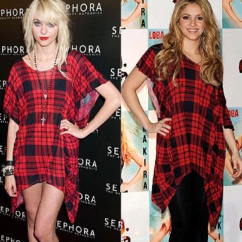 Torn by Ronny Kobo Plaid Tunic Shirt Dress