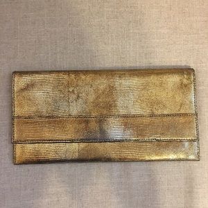 Two tone metallic oversized envelope clutch
