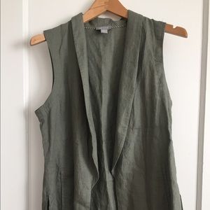 Gorgeous 100% Linen Sage Green Sleeveless Cardigan