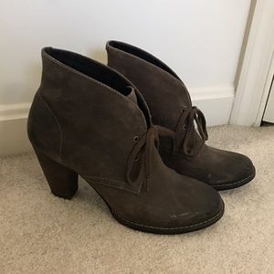 Grey Clark distressed nubuck leather booties