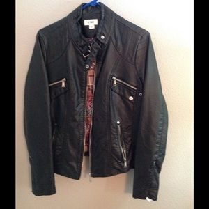 black faux leather jacket