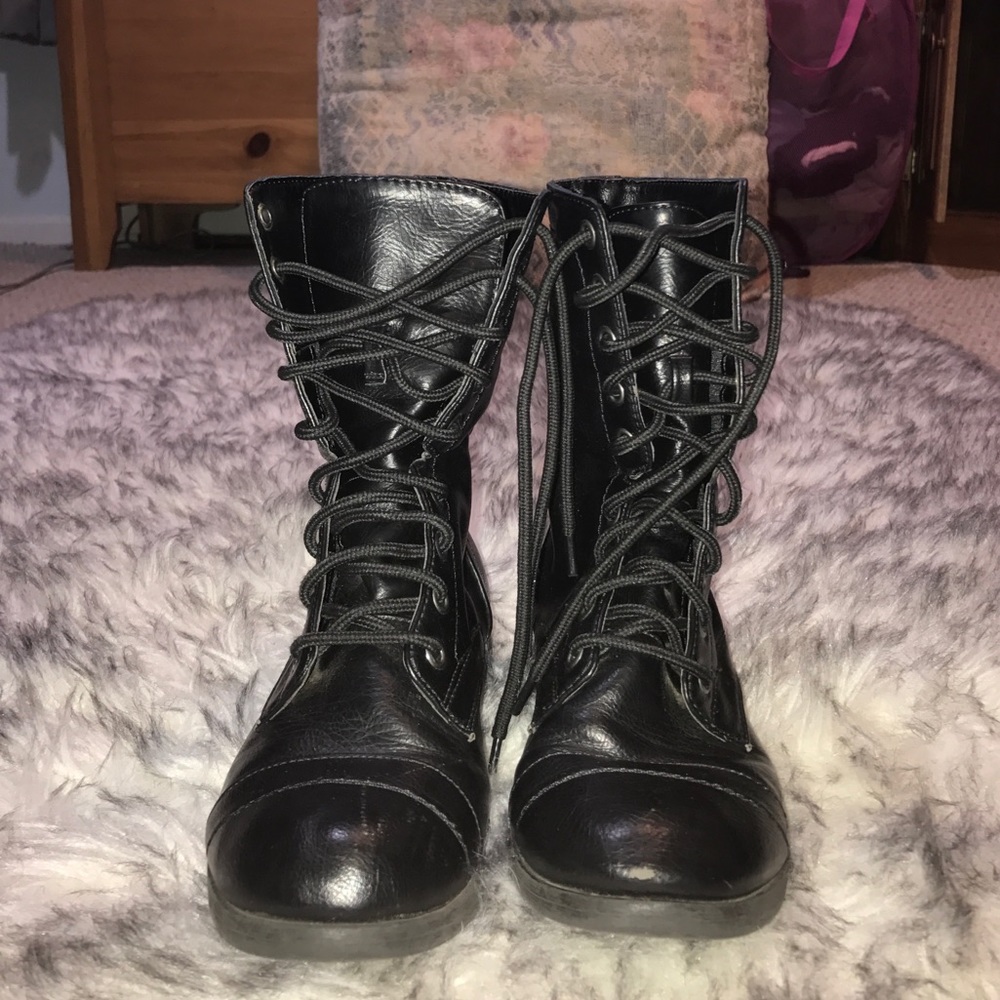 Black combat boots