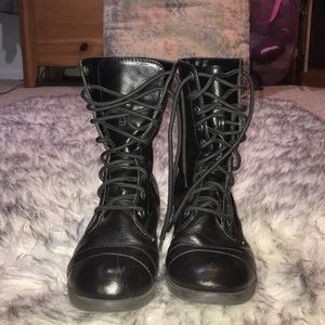Black combat boots
