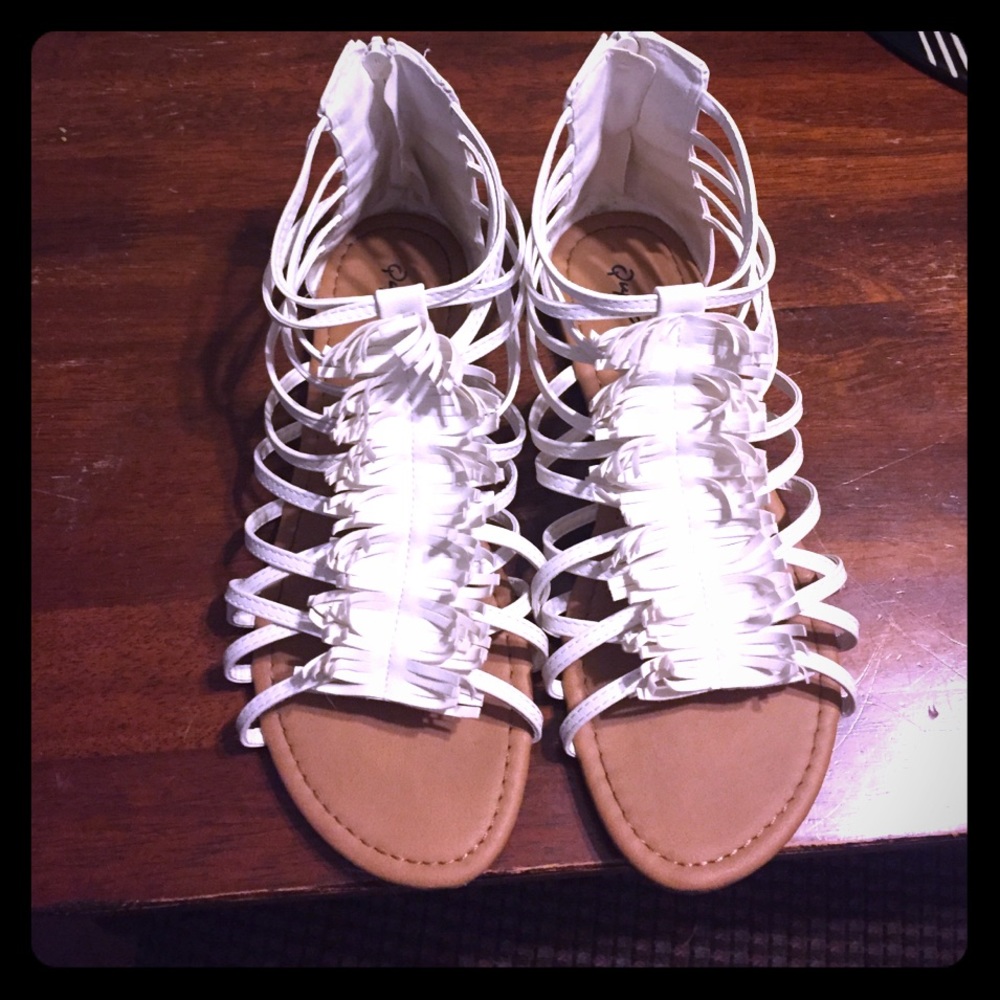 White strappy sandals.