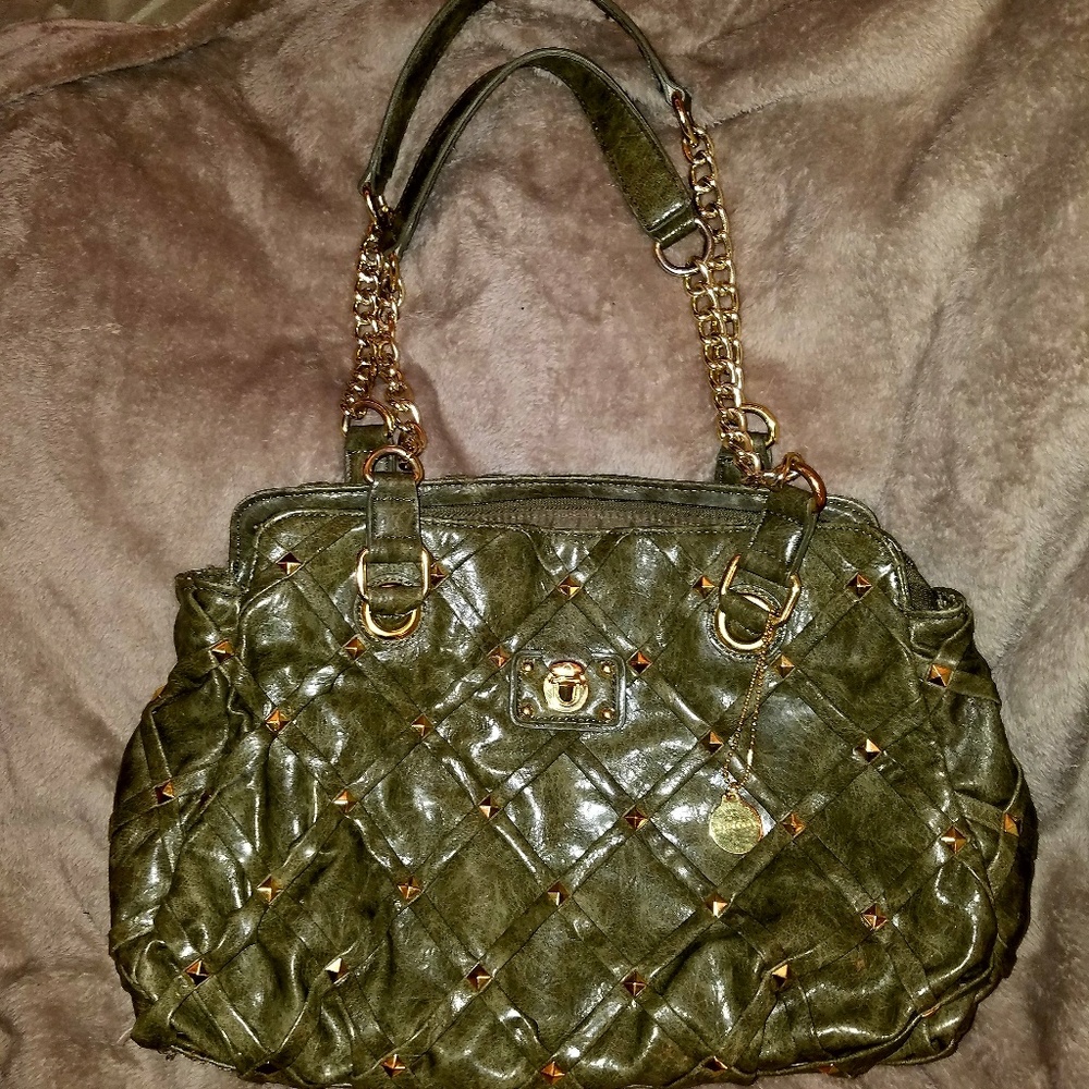 Like New Green and Gold Big Buddha Handbag