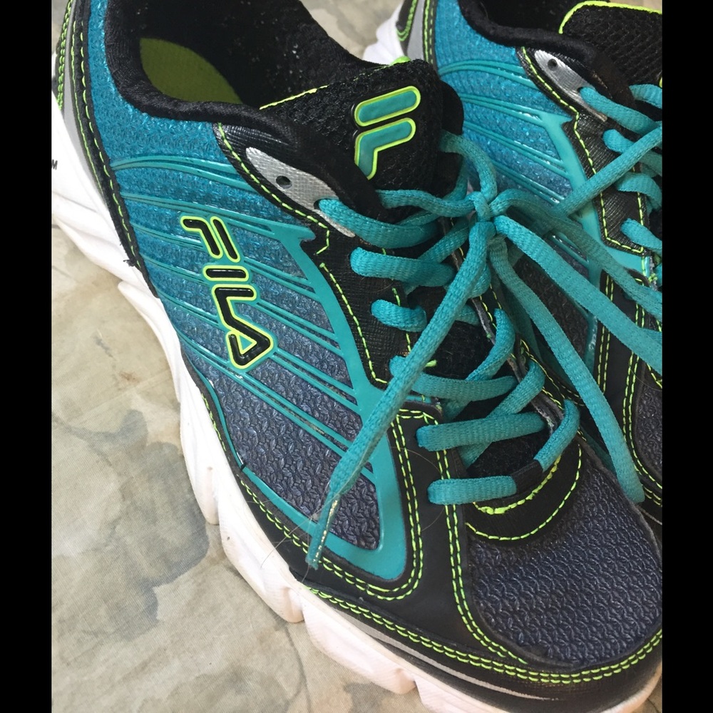 Teal Green and Black FILA tennis shoes