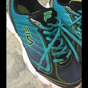 Teal Green and Black FILA tennis shoes