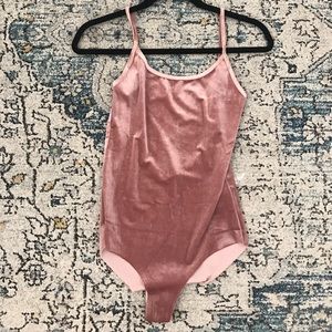 Zara Pink Velvet Low Back Bodysuit Sz M