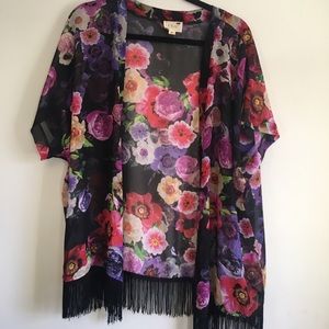 PacSun Floral Fringe Kimono