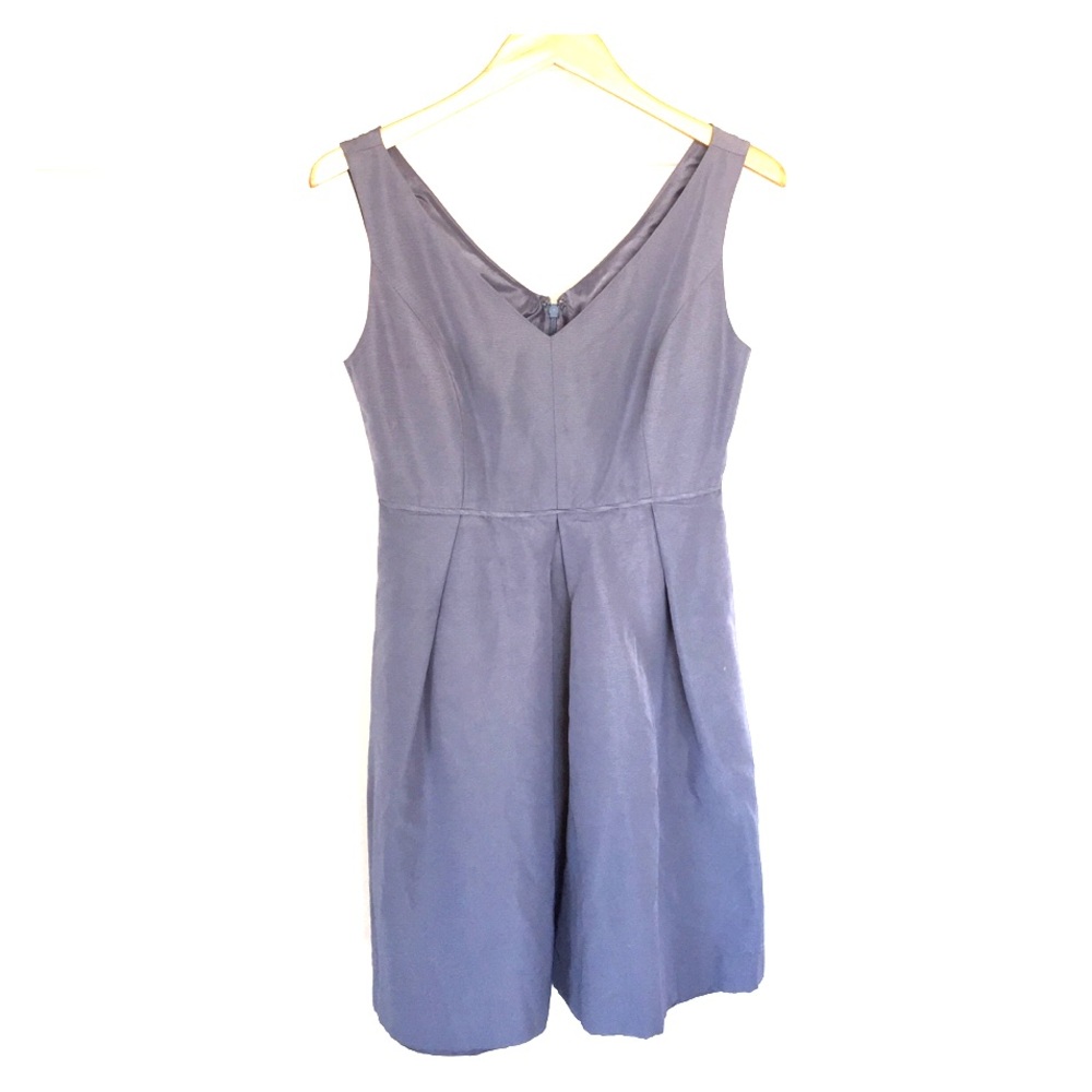 Gary blue faille v-neck dress