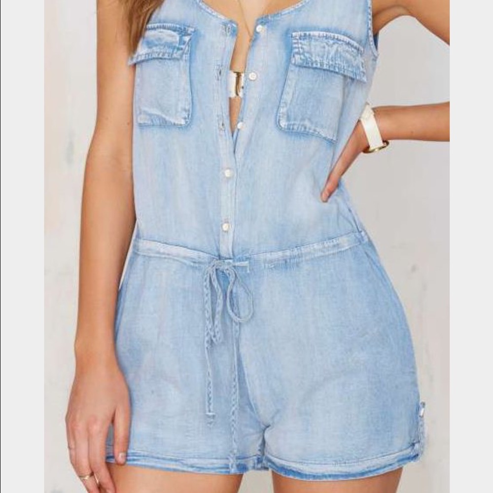Chambray romper in excellent condition.