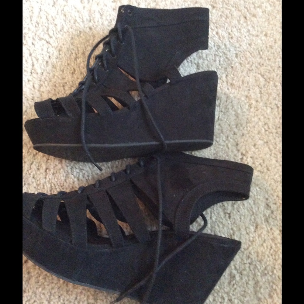 Wedge Black Sandals