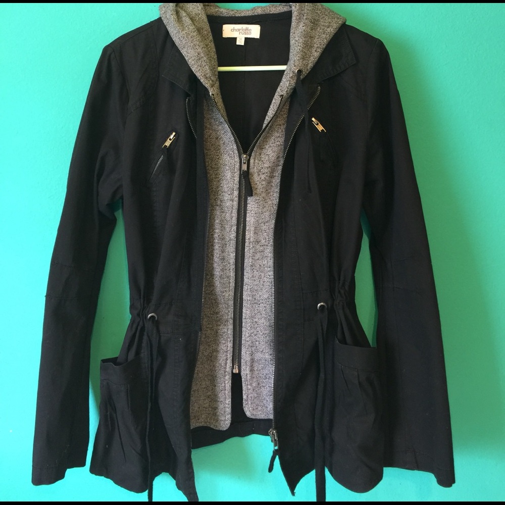 Black/grey hooded jacket
