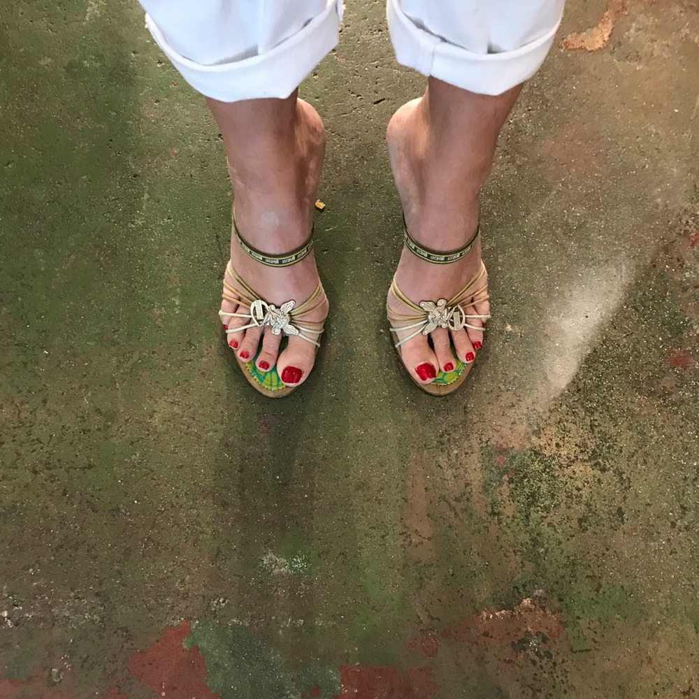 Designer low heel sandals