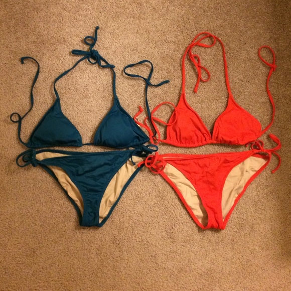 Jcrew string bikini bundle! Red and green/blue - Picture 1 of 3