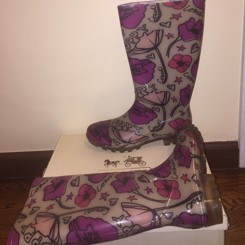 Coach Pink/fuchsia Rain Boots Size 8