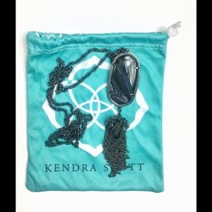 Authentic Kendra Scott Rayne Black Agate Necklace