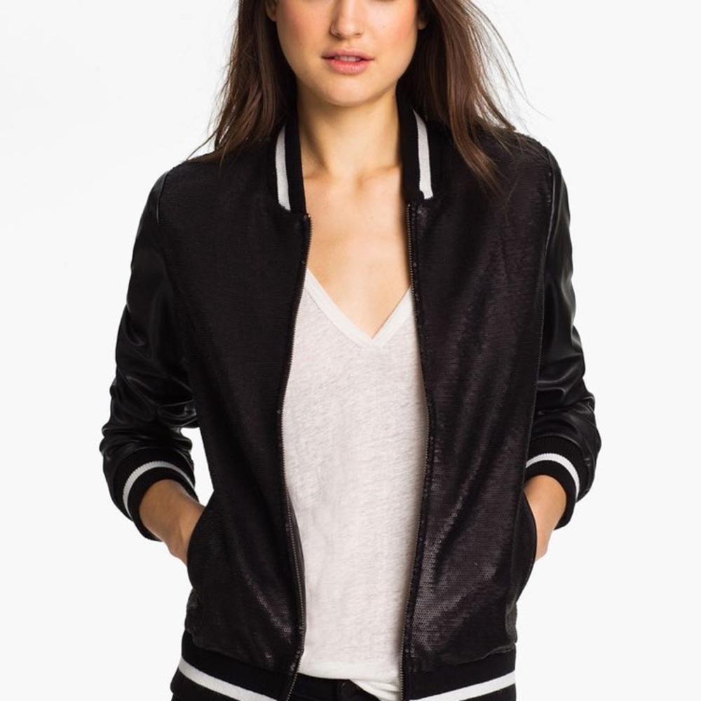 Matte Sequin Bomber Jacket - Picture 1 of 4