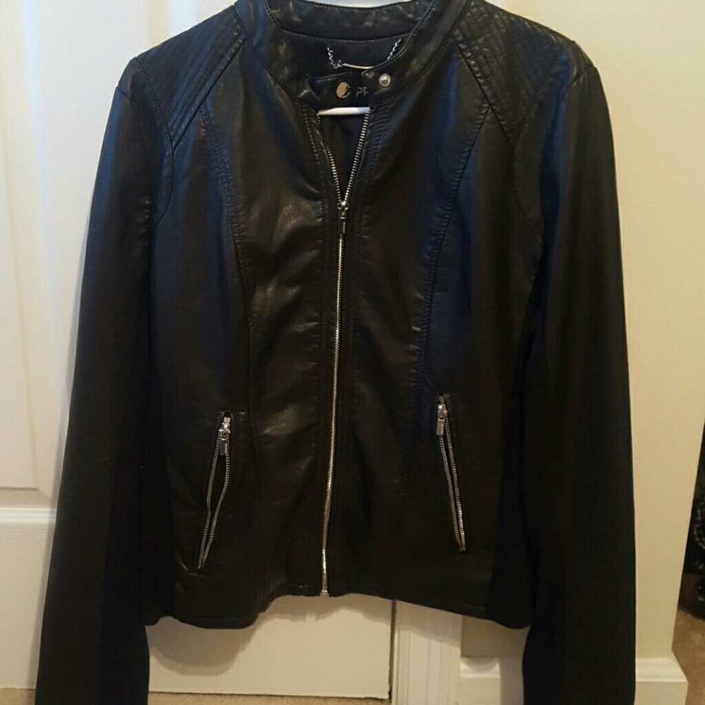 Black leather (faux) jacket