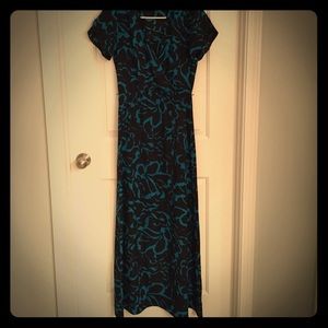 BR teal floral maxi dress