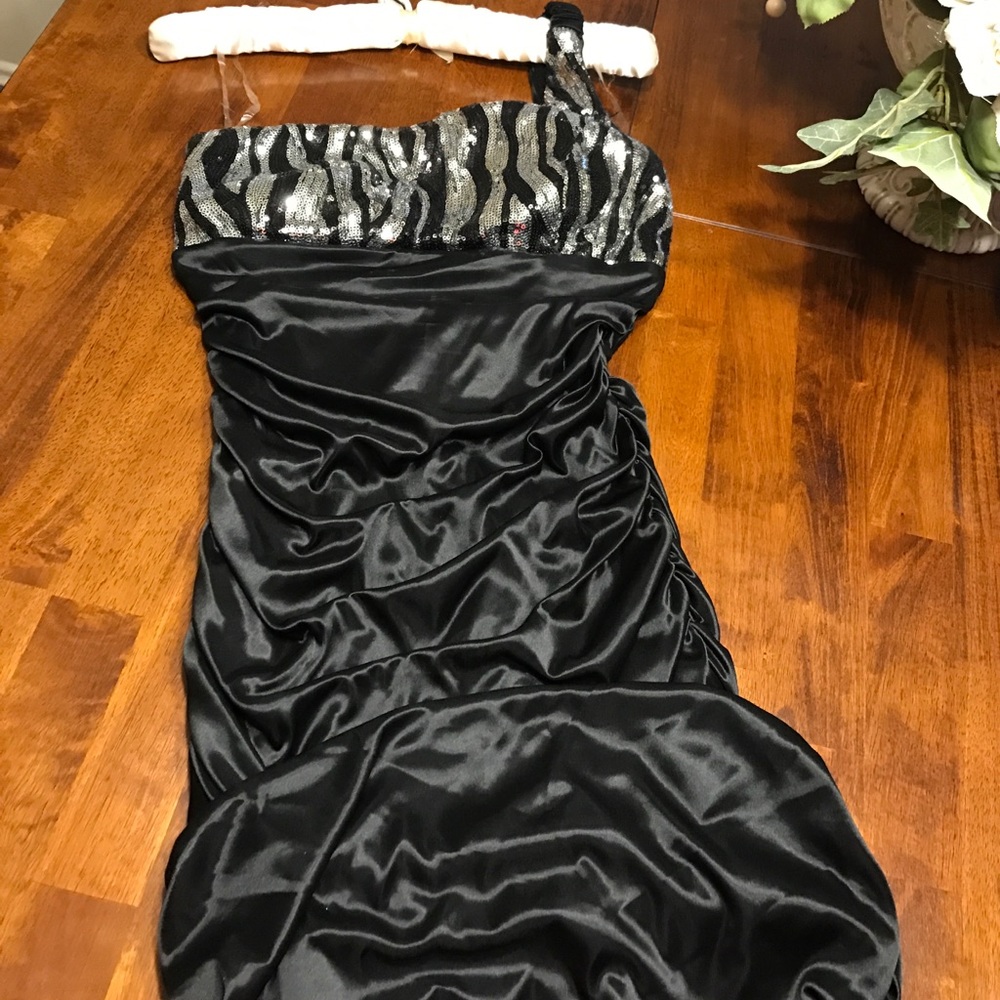 By Rox party off shoulder sequence dress