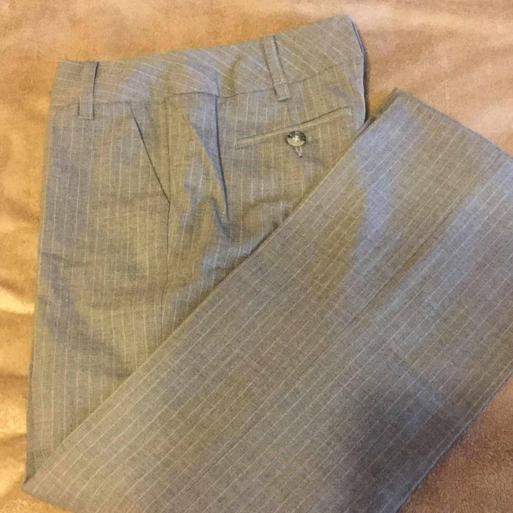 Banana Republic Martin Fit Gray, White Pinstripes