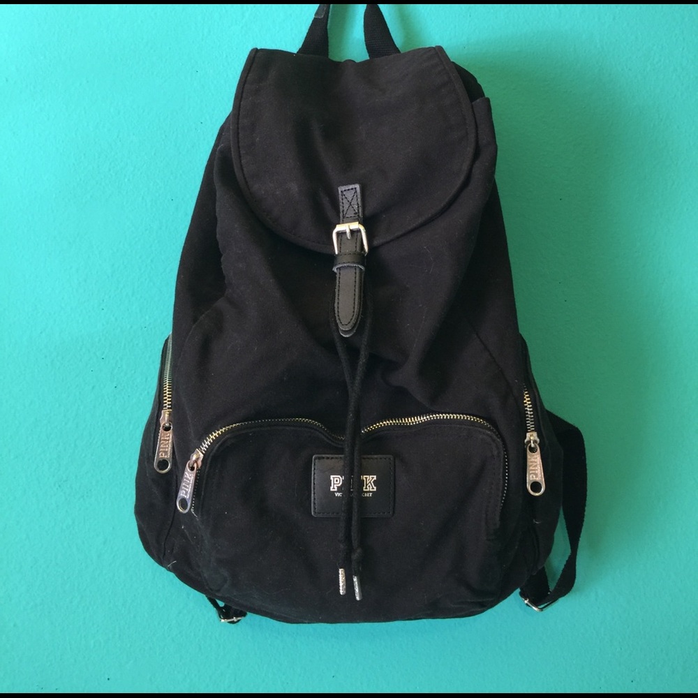 Pink black backpack