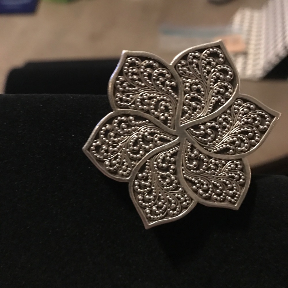 Lois Hill sterling silver flower pin