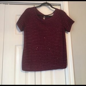 LOFT short sleeved ribbed top with small sequins