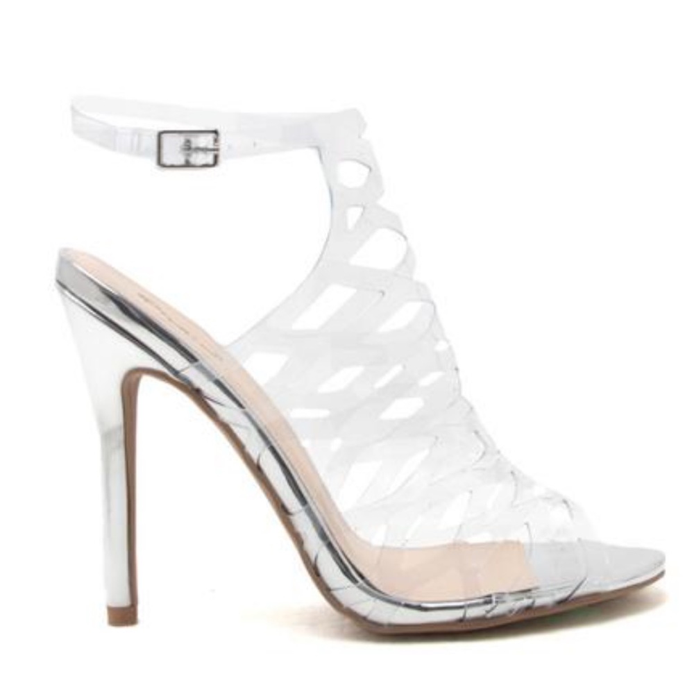 Clear Strappy Caged Sandals