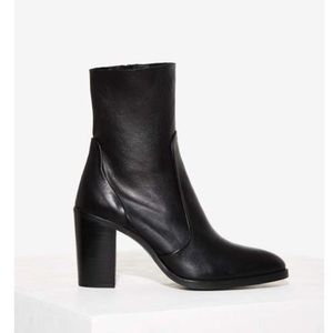 BRAND NEW Black Leather Sock Boots from Nasty Gal